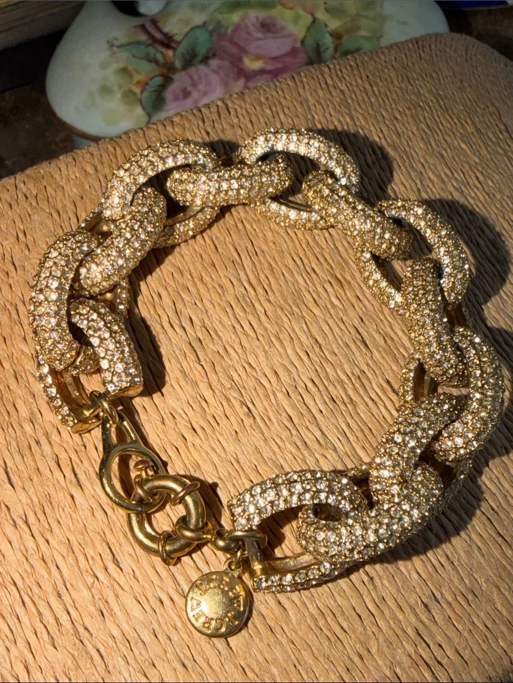 J. Crew Gold Crystal Pavé Link Bracelet